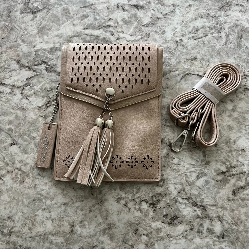 Tan leather purse NEW SMALL shoulder bag - Picture 6 of 6